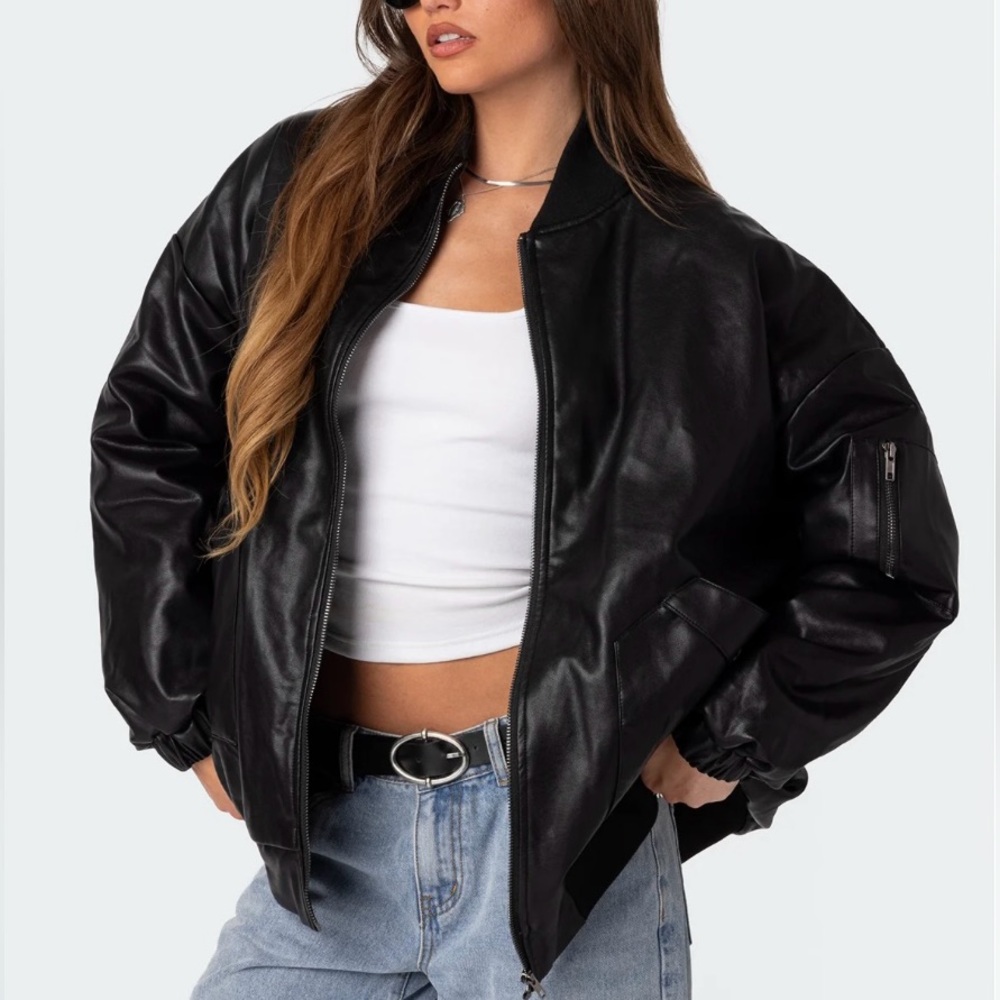 (NWOT) edikted oversized leather jacket - Size S